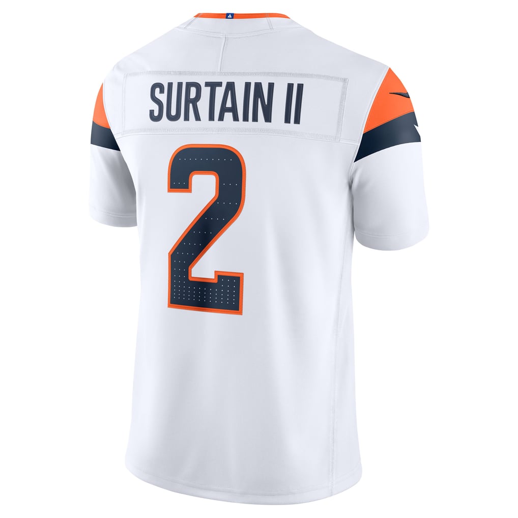Men's Denver Broncos Patrick Surtain II Nike White Vapor F.U.S.E. Stitched Limited Jersey - Image 4