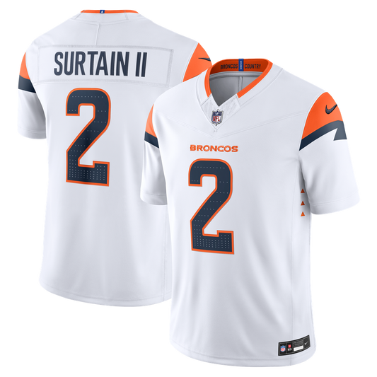 Men's Denver Broncos Patrick Surtain II Nike White Vapor F.U.S.E. Stitched Limited Jersey - Image 1