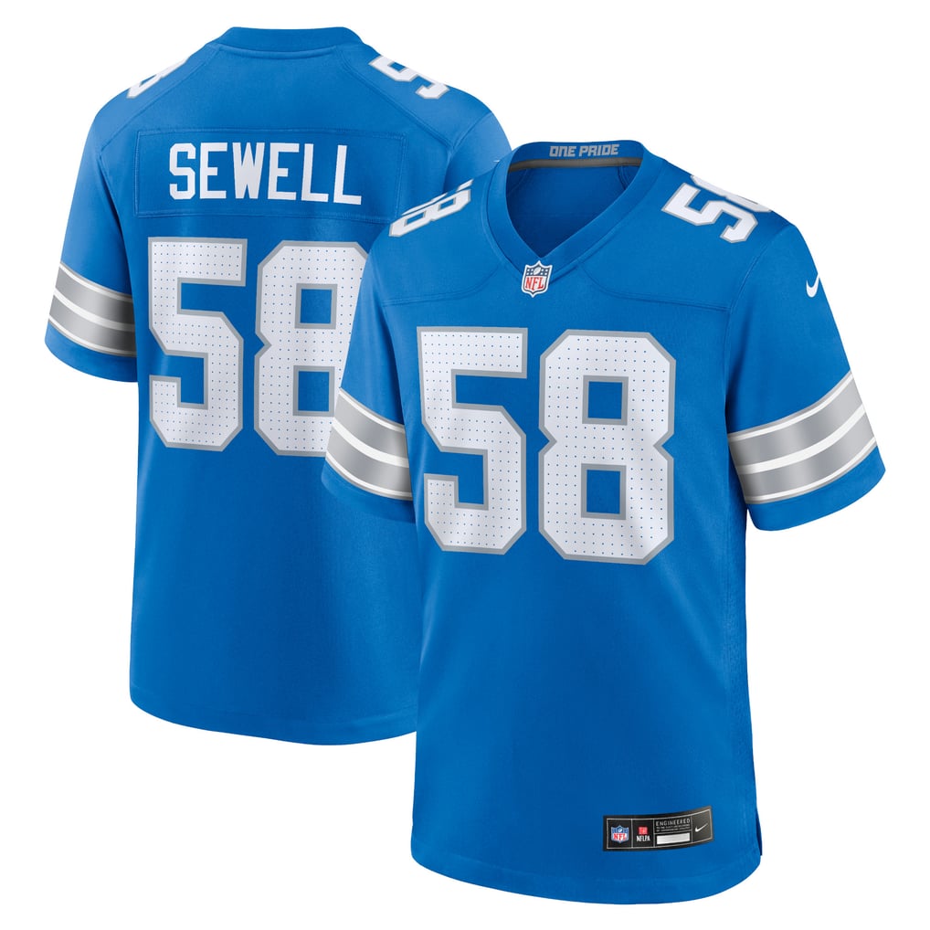 Men's Detroit Lions Penei Sewell Nike Blue Game Jersey - Image 1