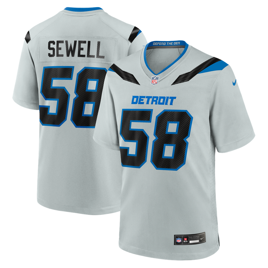 Men's Detroit Lions Penei Sewell Nike Silver 2026 Rivalries Collection Game Jersey - Image 2