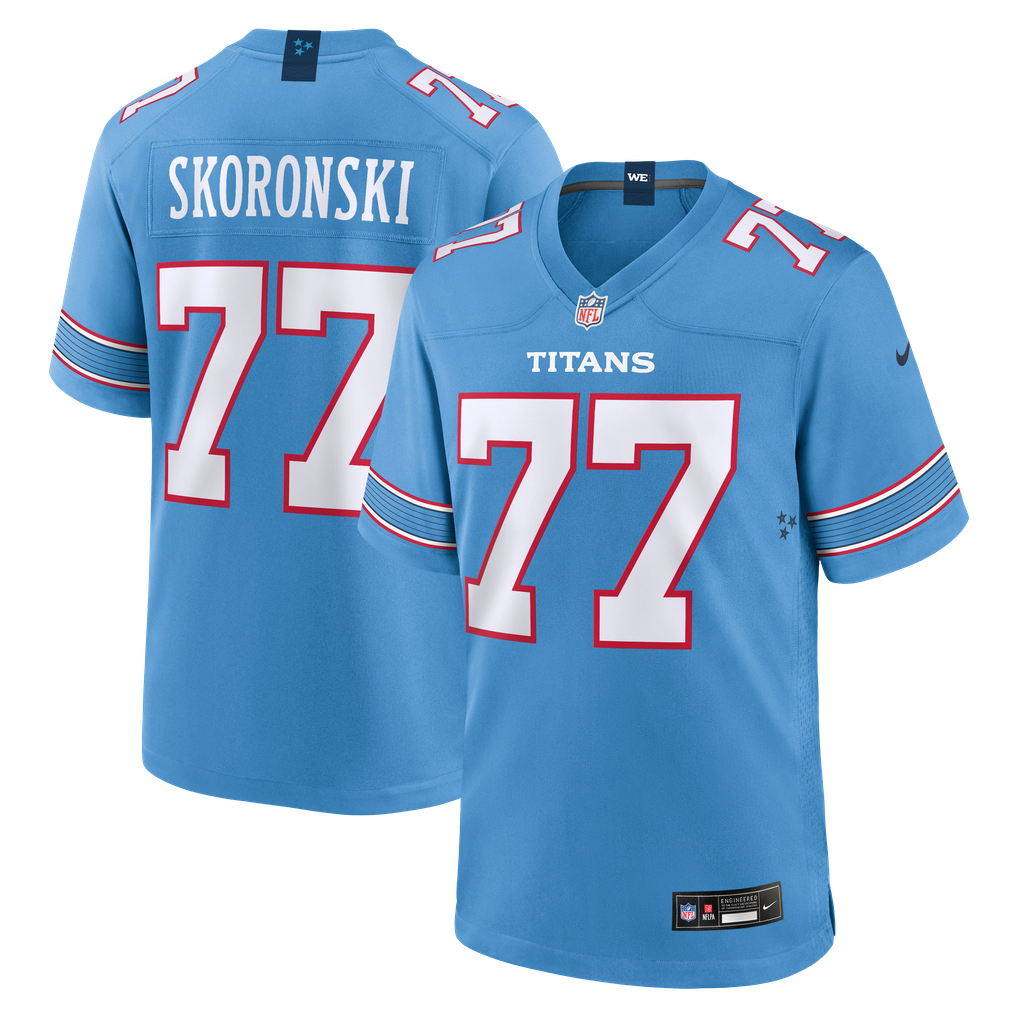 Men's Tennessee Titans Peter Skoronski Nike Light Blue Game Jersey - Image 1