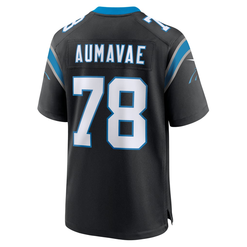 Men's Carolina Panthers Popo Aumavae Nike Black Team Game Jersey - Image 4