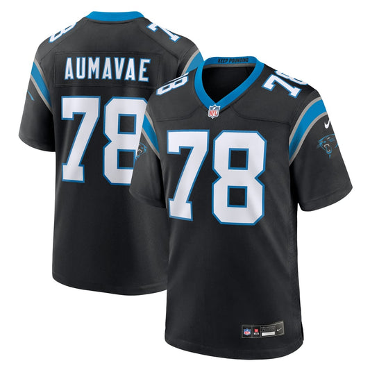 Men's Carolina Panthers Popo Aumavae Nike Black Team Game Jersey - Image 1
