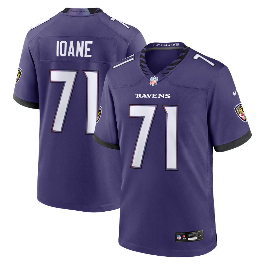 Men's Baltimore Ravens Olaivavega Ioane Nike Purple Team Game Jersey
