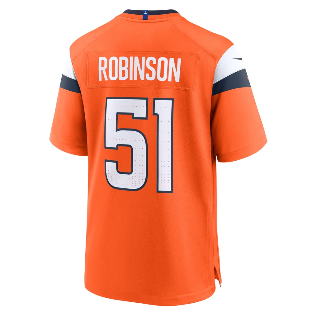 Men's Denver Broncos Que Robinson Nike  Orange Team Game Jersey - Image 4
