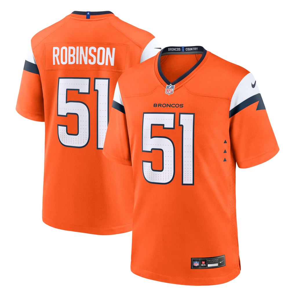 Men's Denver Broncos Que Robinson Nike  Orange Team Game Jersey - Image 1