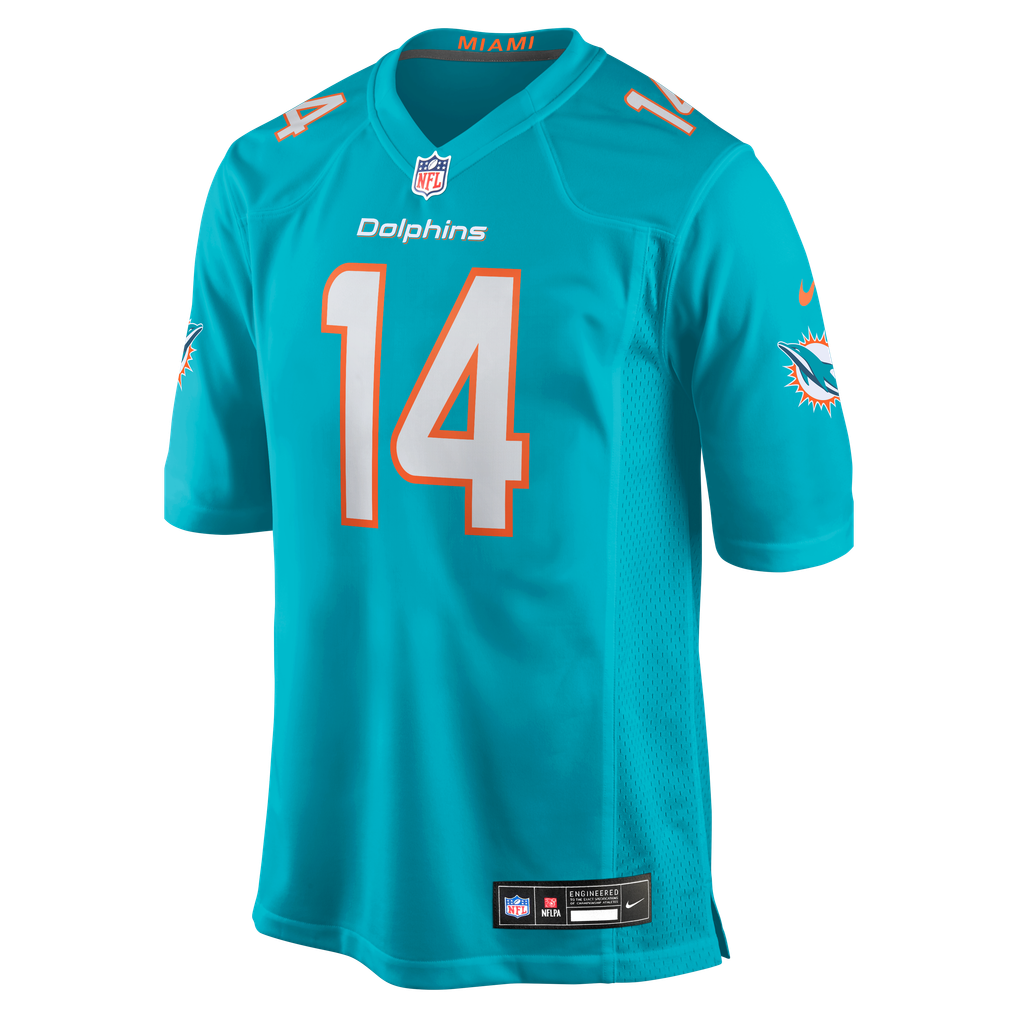 Men's Miami Dolphins Quinn Ewers Nike  Aqua Team Game Jersey - Image 3