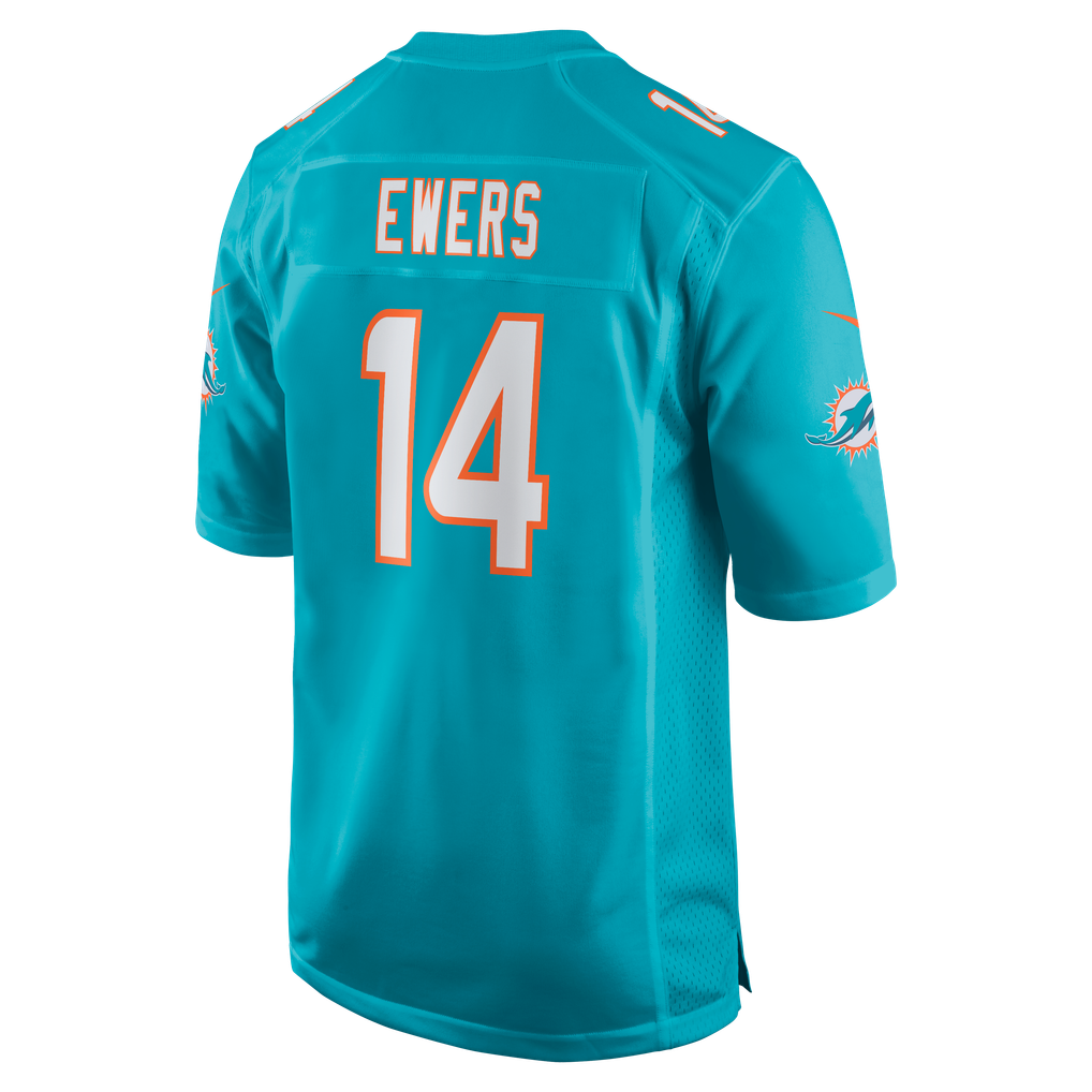 Men's Miami Dolphins Quinn Ewers Nike  Aqua Team Game Jersey - Image 4