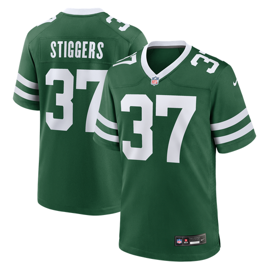 Men's New York Jets Qwan'tez Stiggers Nike Legacy Green Team Game Jersey - Image 1