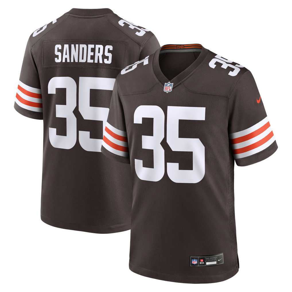 Men's Cleveland Browns Raheim Sanders Nike Brown Team Game Jersey - Image 2