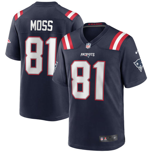 Men's New England Patriots Randy Moss Nike Navy Game Retired Player Jersey - Image 1