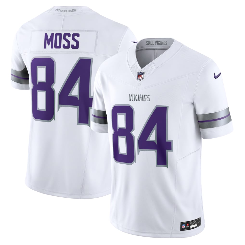 Men's Minnesota Vikings Randy Moss Nike White Alternate Vapor F.U.S.E. Retired Player Limited Jersey - Image 2