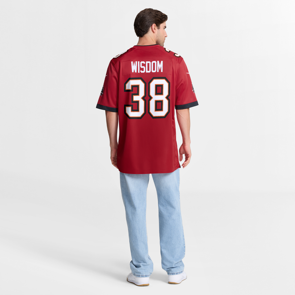 Men's Tampa Bay Buccaneers Rashad Wisdom Nike  Red Team Game Jersey - Image 9