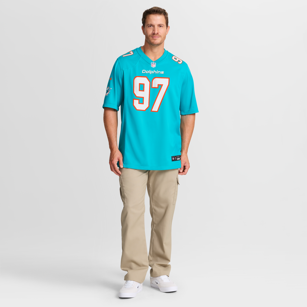 Men's Miami Dolphins Rashard Lawrence Nike  Aqua Team Game Jersey - Image 8