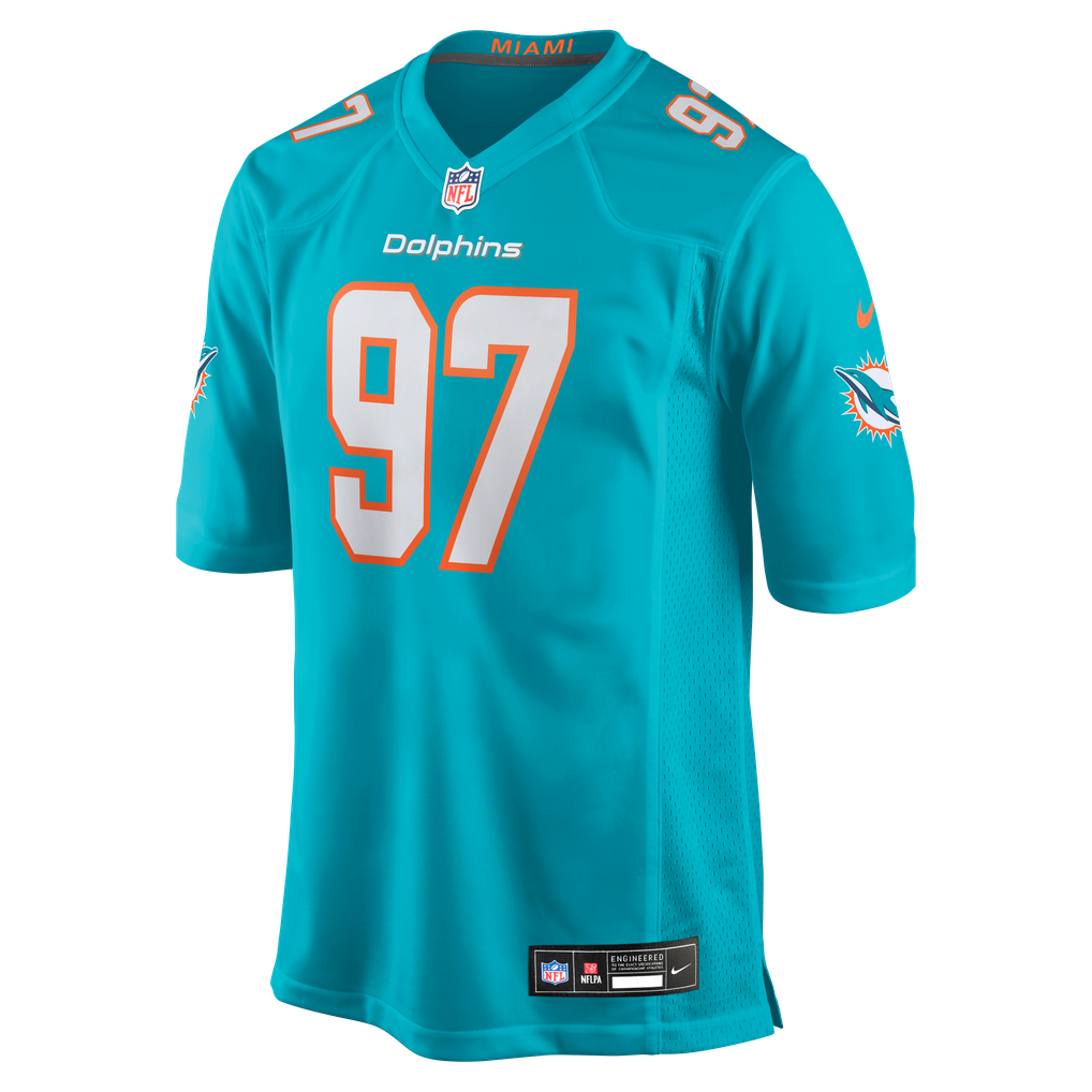 Men's Miami Dolphins Rashard Lawrence Nike  Aqua Team Game Jersey - Image 3