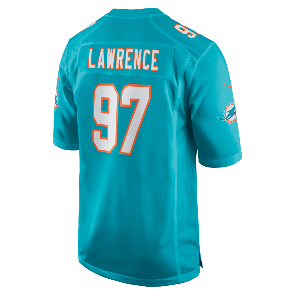 Men's Miami Dolphins Rashard Lawrence Nike  Aqua Team Game Jersey - Image 4