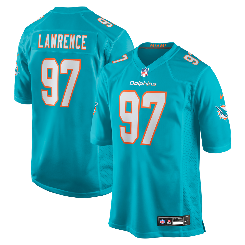 Men's Miami Dolphins Rashard Lawrence Nike  Aqua Team Game Jersey - Image 1