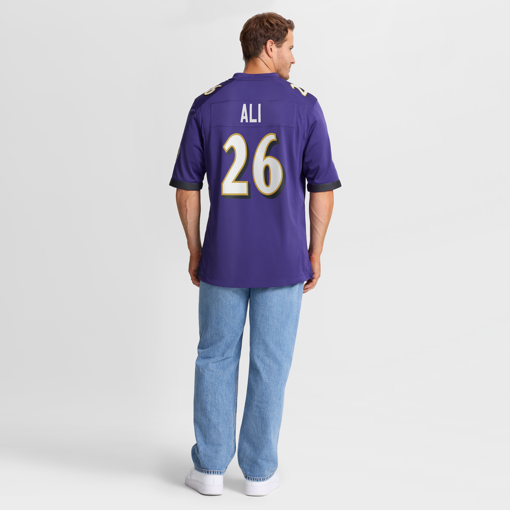 Men's Baltimore Ravens Rasheen Ali Nike Purple Team Game Jersey