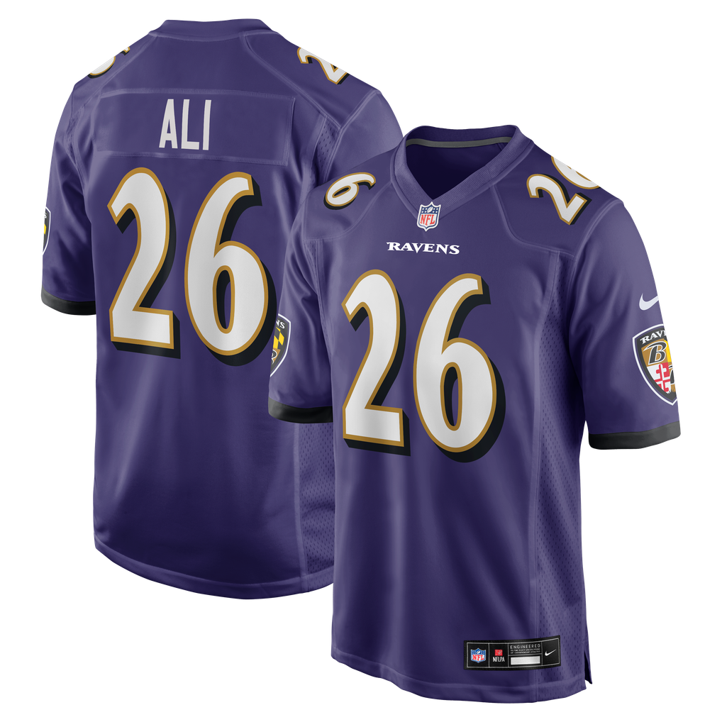Men's Baltimore Ravens Rasheen Ali Nike Purple Team Game Jersey