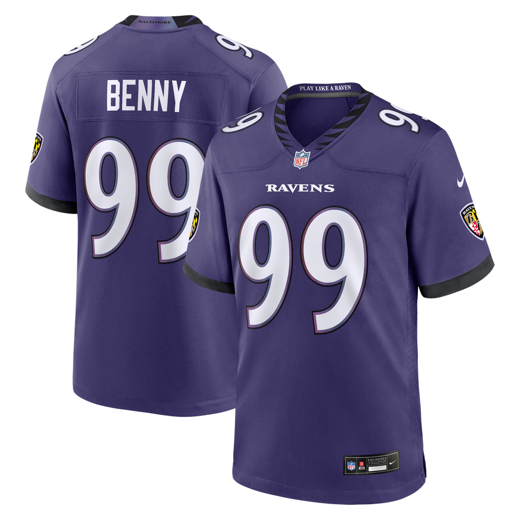 Men's Baltimore Ravens Rayshaun Benny Nike Purple Team Game Jersey
