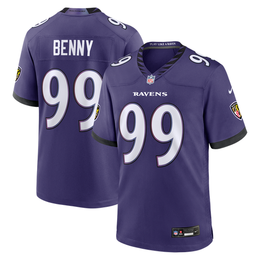 Men's Baltimore Ravens Rayshaun Benny Nike Purple Team Game Jersey