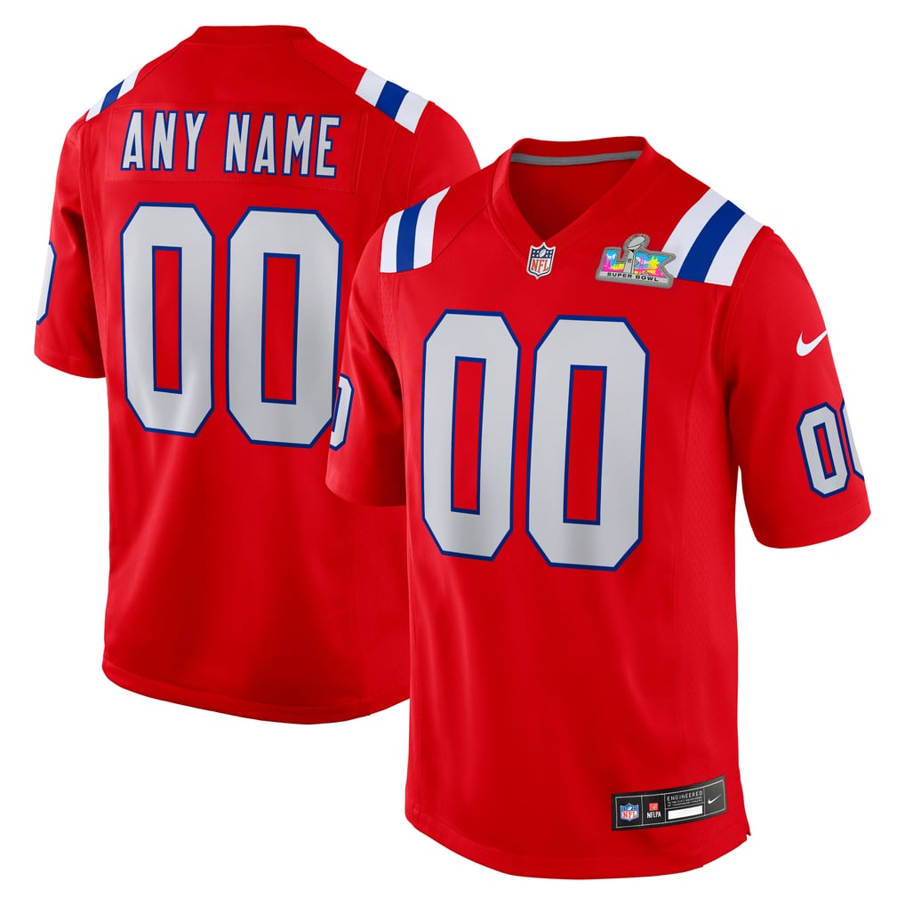 Men's New England Patriots  Nike Red Super Bowl LX Patch Custom Game Jersey - Image 2