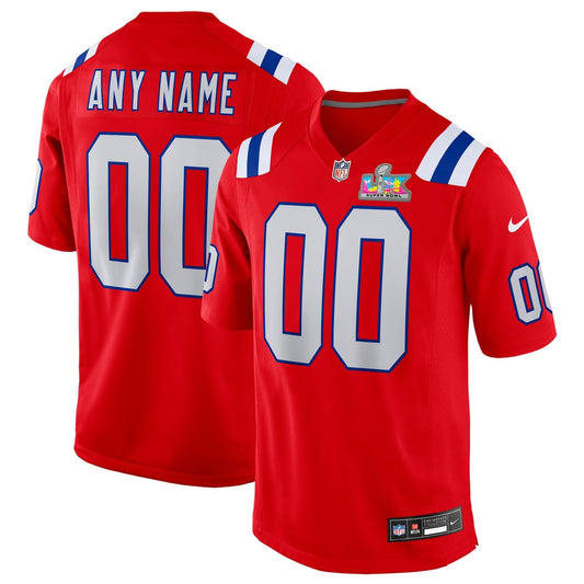 Men's New England Patriots  Nike Red Super Bowl LX Patch Custom Game Jersey - Image 1