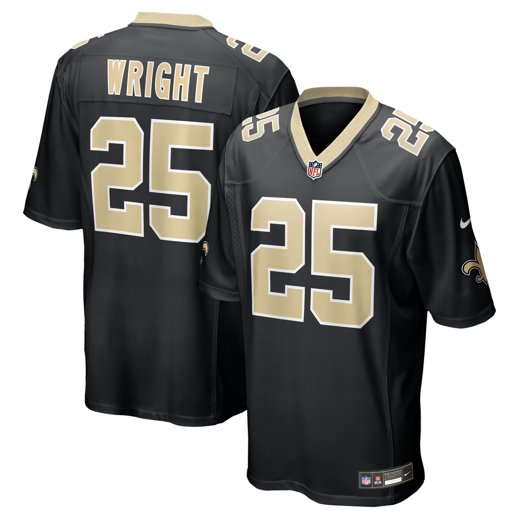 Men's New Orleans Saints Rejzohn Wright Nike  Black Team Game Jersey - Image 2