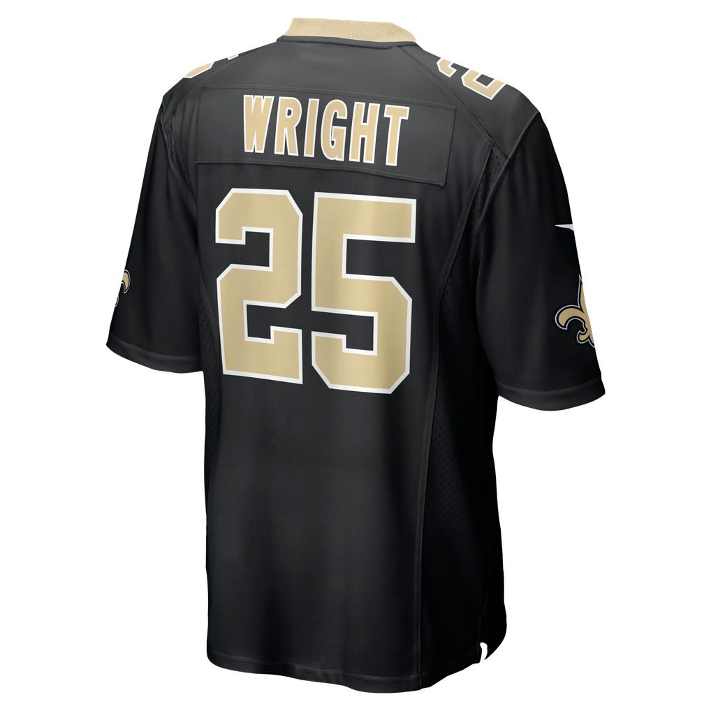 Men's New Orleans Saints Rejzohn Wright Nike  Black Team Game Jersey - Image 4