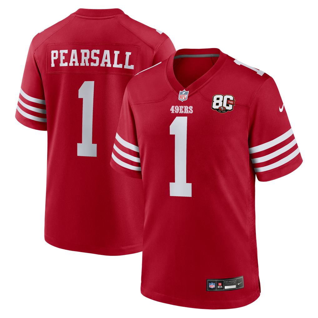 Men's San Francisco 49ers Ricky Pearsall Nike Scarlet 80th Anniversary Game Jersey - Image 2