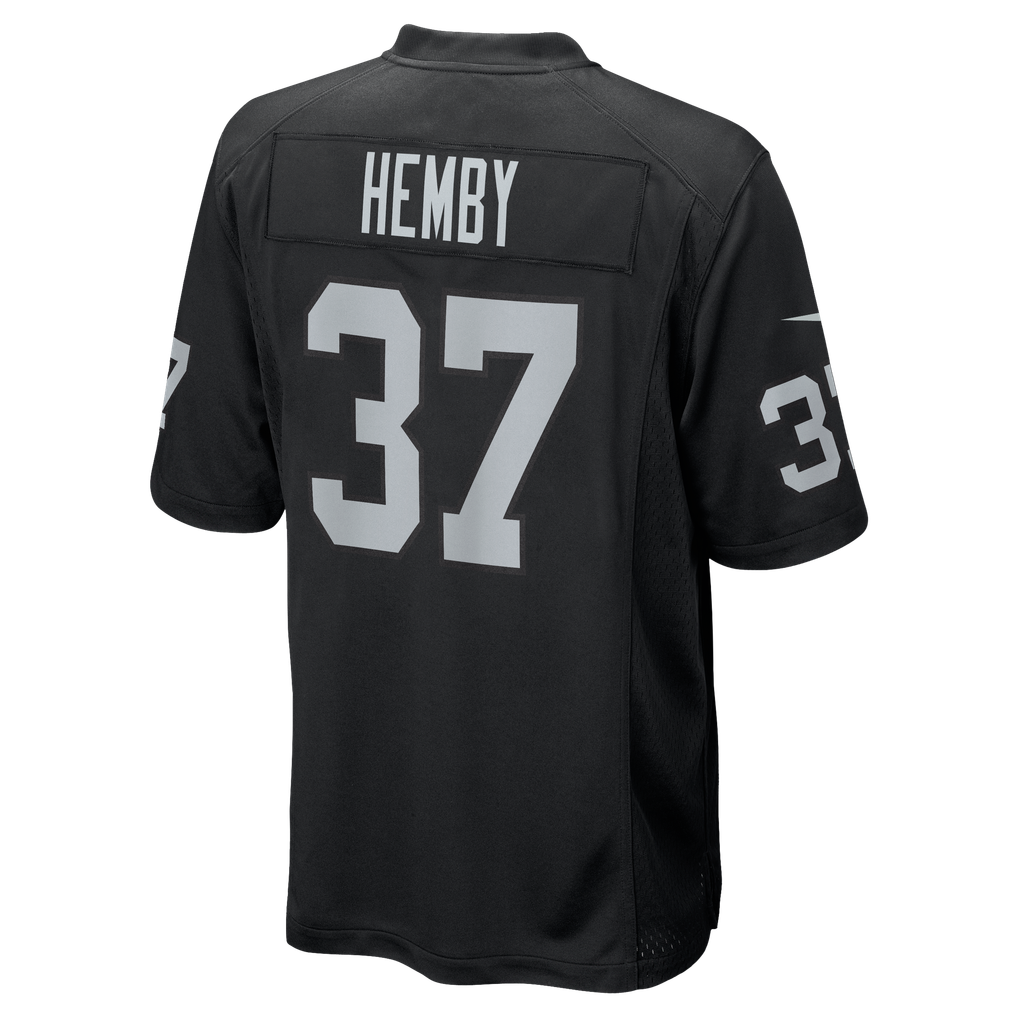 Men's Las Vegas Raiders Roman Hemby Nike Black Team Game Jersey - Image 6