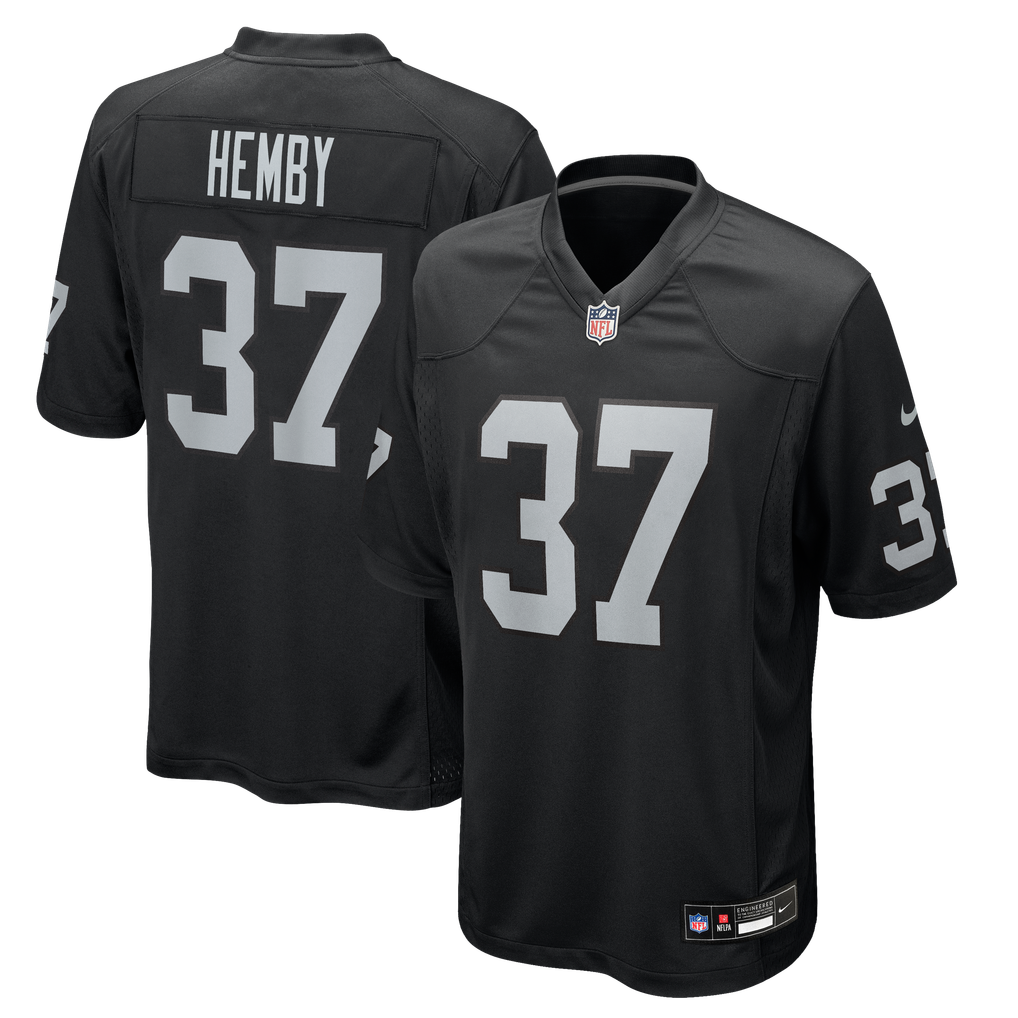 Men's Las Vegas Raiders Roman Hemby Nike Black Team Game Jersey - Image 1