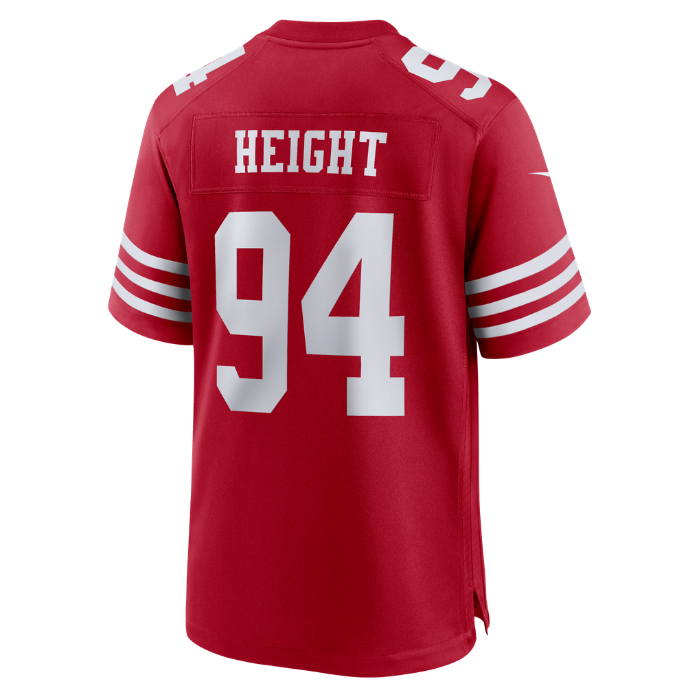 Men's San Francisco 49ers Romello Height Nike Scarlet Team Game Jersey - Image 6