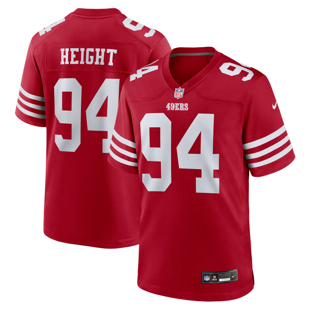 Men's San Francisco 49ers Romello Height Nike Scarlet Team Game Jersey - Image 1