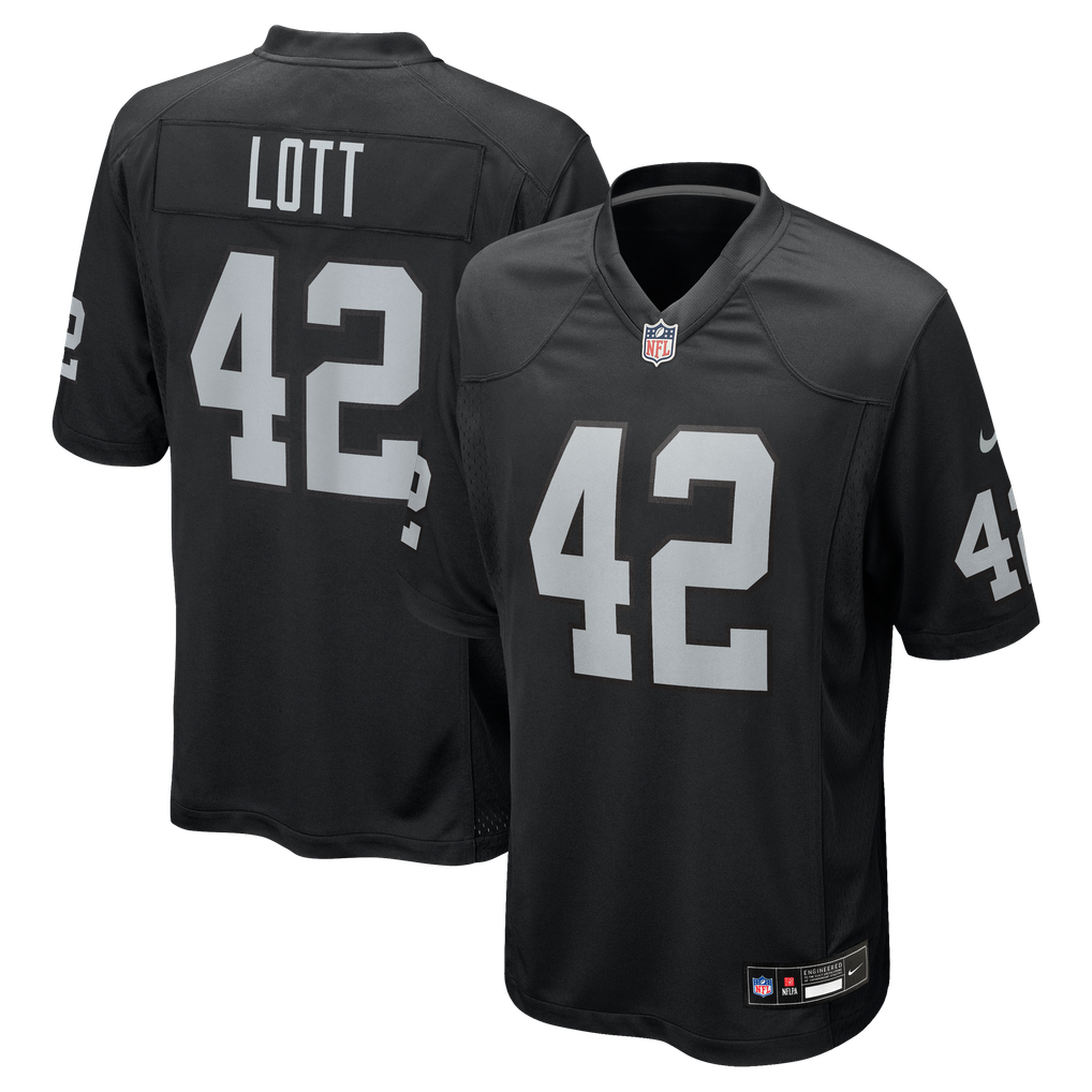 Men's Las Vegas Raiders Ronnie Lott Nike Black Game Retired Player Jersey - Image 1