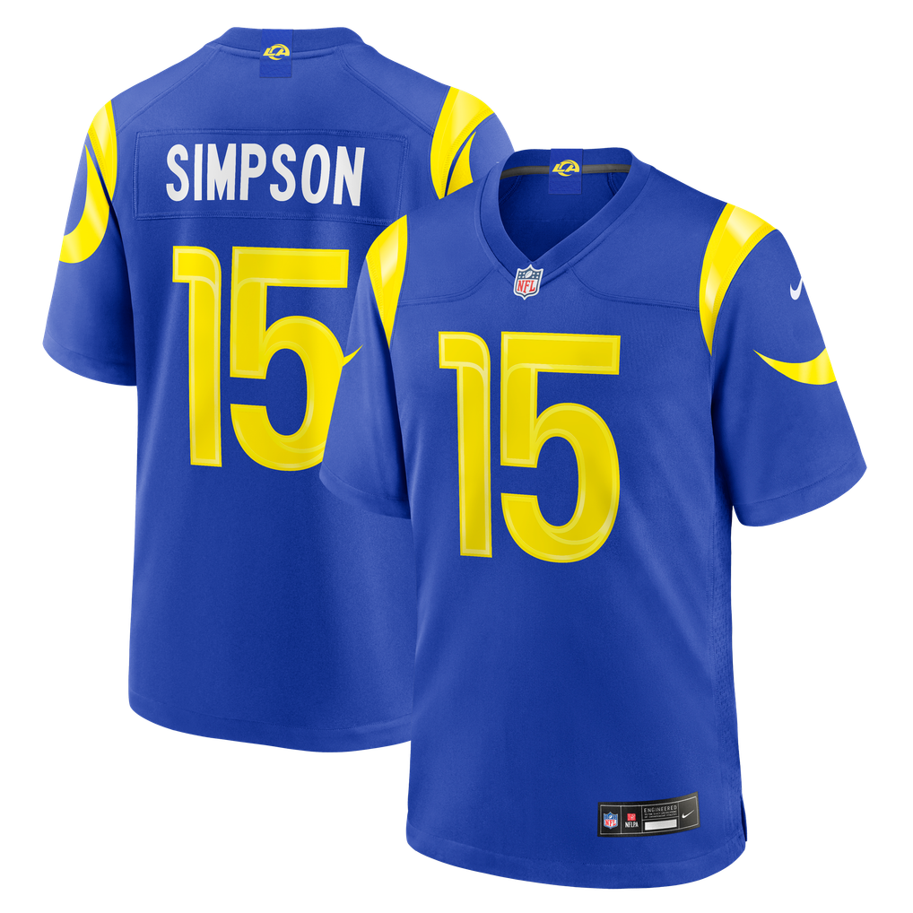 Men's Los Angeles Rams Ty Simpson Nike Royal Team Game Jersey - Image 2