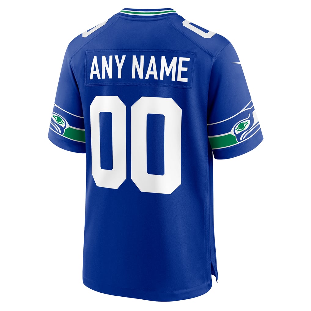 Men's Seattle Seahawks Nike Royal Throwback Custom Jersey - Image 4