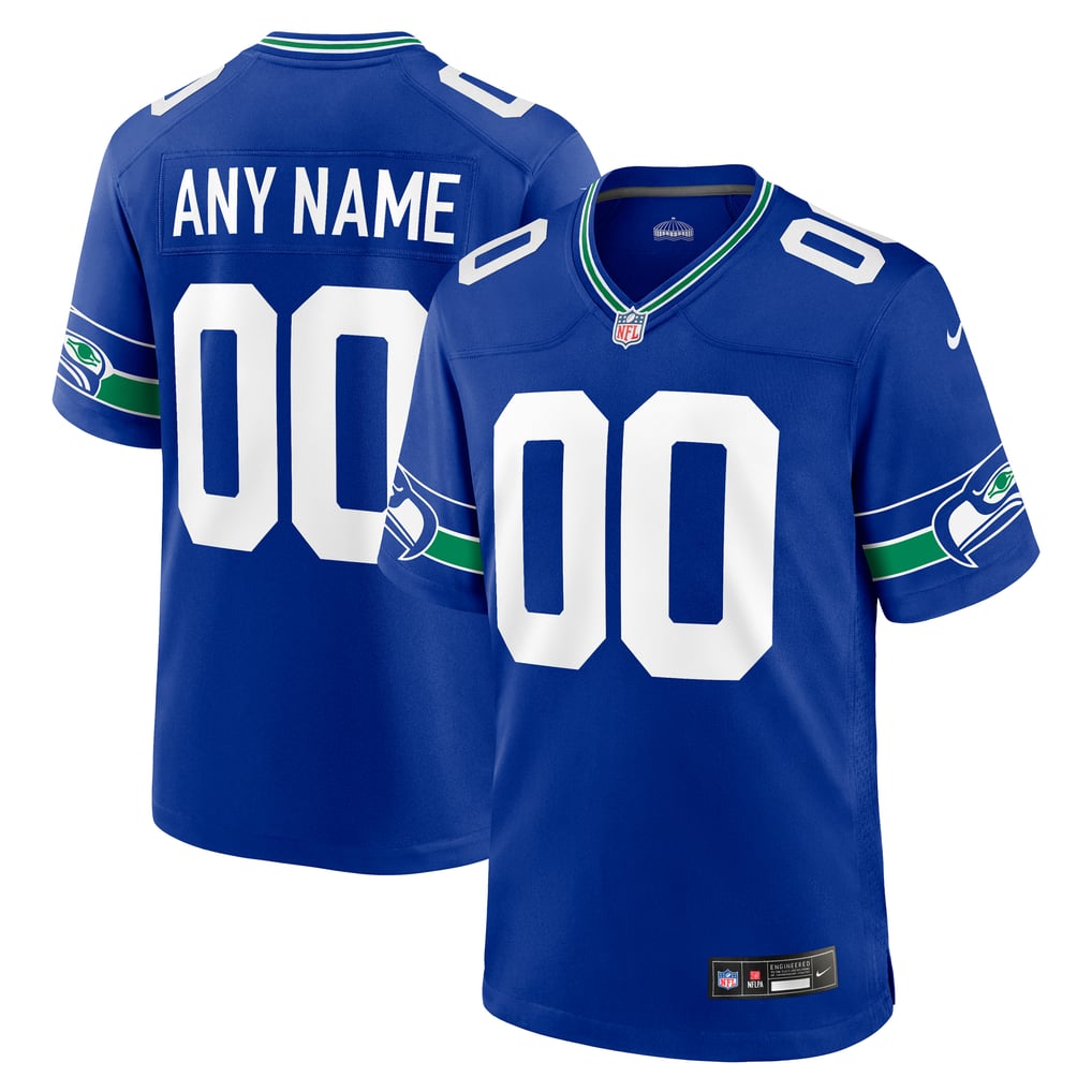 Men's Seattle Seahawks Nike Royal Throwback Custom Jersey - Image 1