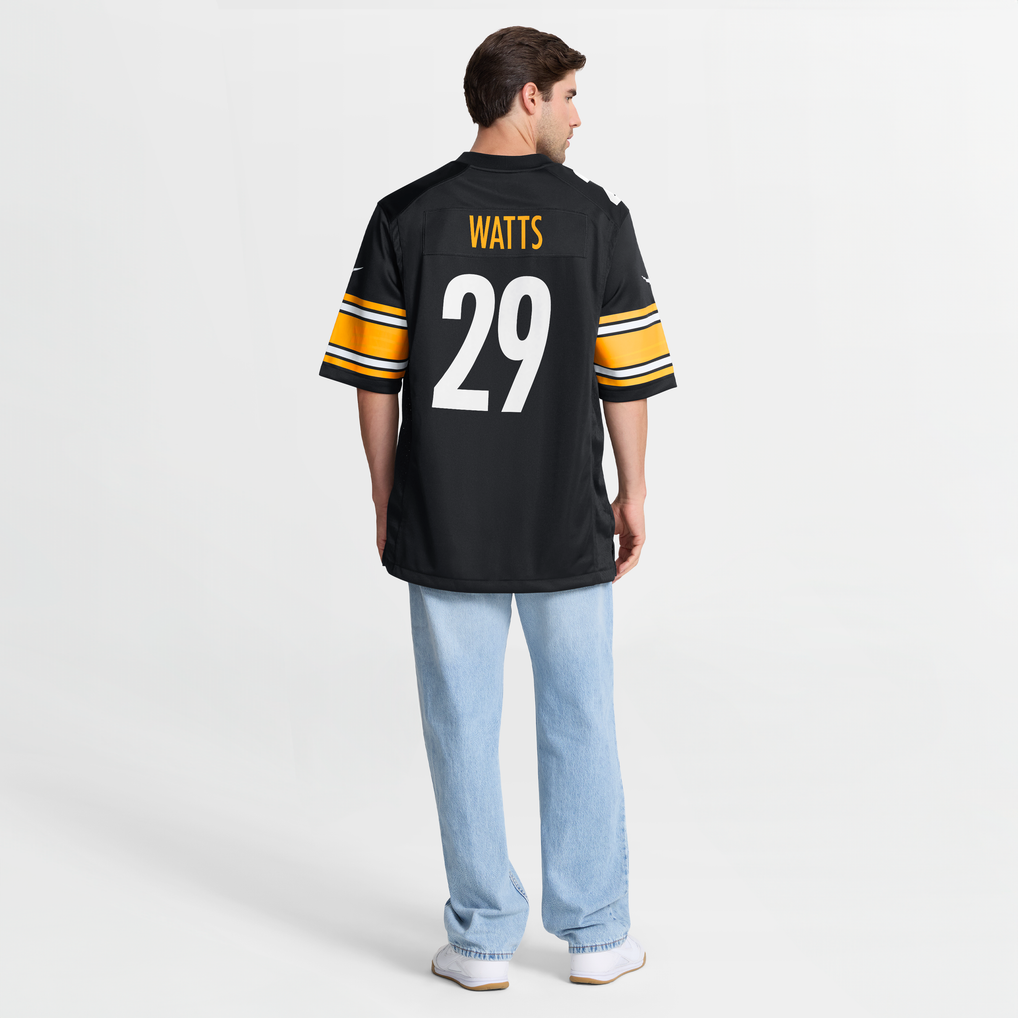 Men's Pittsburgh Steelers Ryan Watts Nike  Black  Game Jersey - Image 9