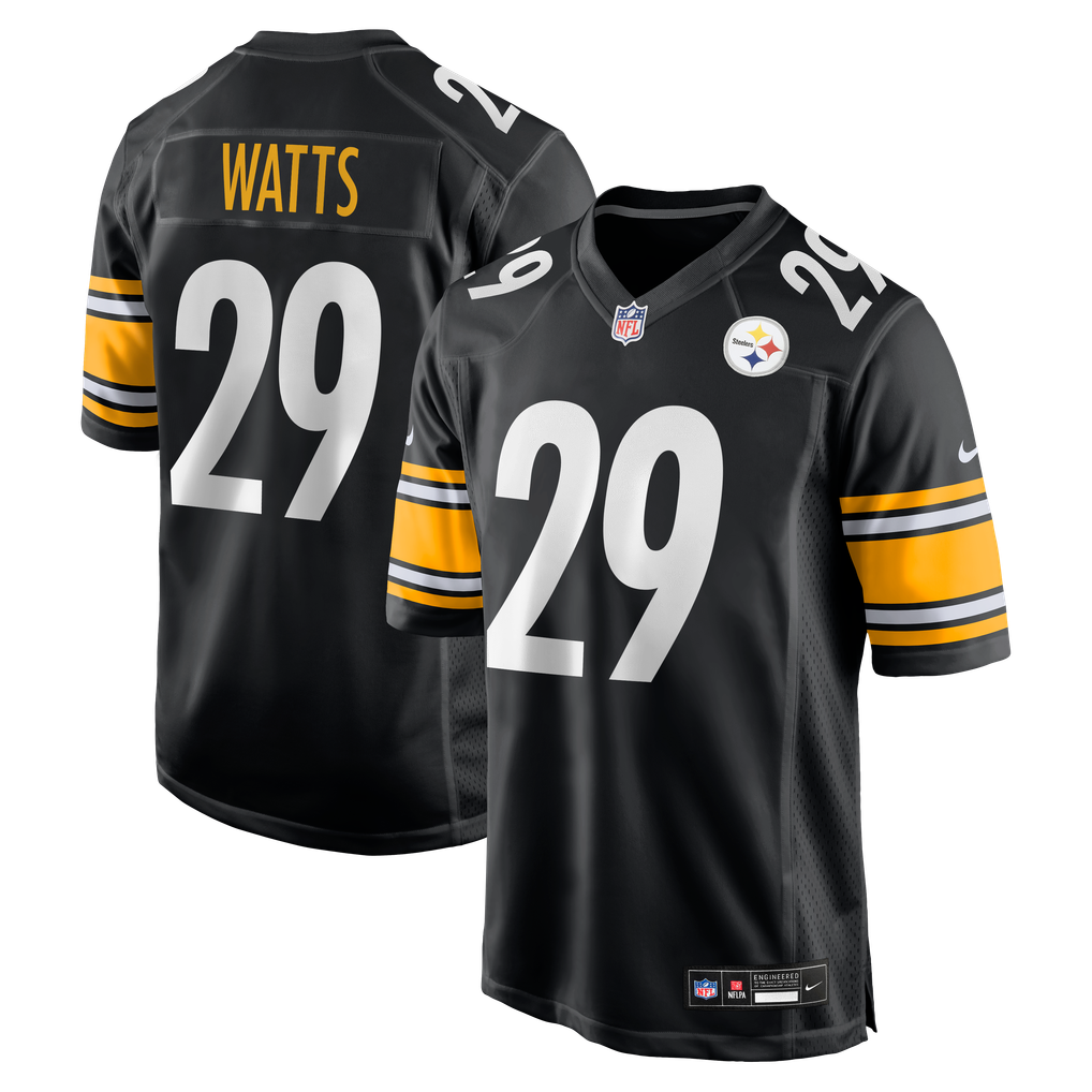 Men's Pittsburgh Steelers Ryan Watts Nike  Black  Game Jersey - Image 1