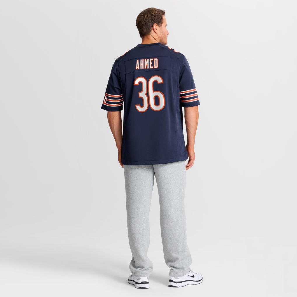 Men's Chicago Bears Salvon Ahmed Nike Navy Team Game Jersey - Image 4