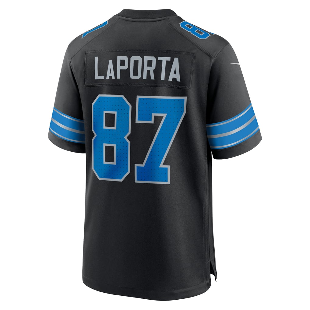 Men's Detroit Lions Sam LaPorta Nike Black 2nd Alternate Game Jersey - Image 4