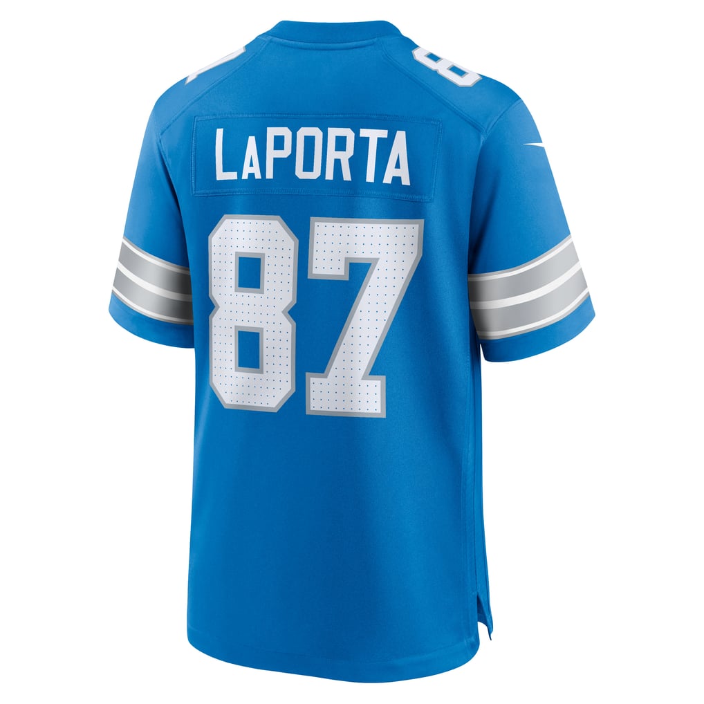 Men's Detroit Lions Sam LaPorta Nike Blue Game Jersey - Image 4