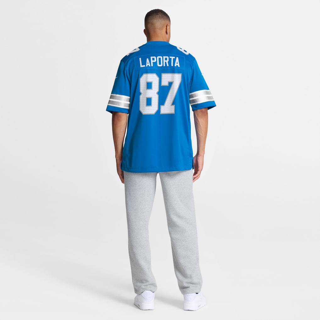 Men's Detroit Lions Sam LaPorta Nike Blue Game Jersey - Image 6