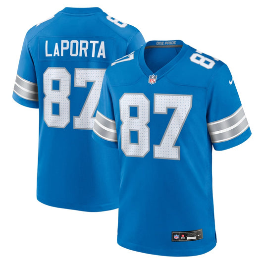 Men's Detroit Lions Sam LaPorta Nike Blue Game Jersey - Image 1