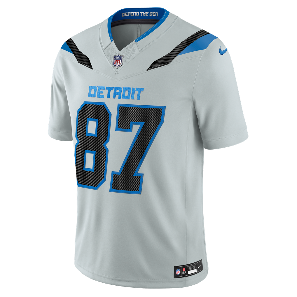 Men's Detroit Lions Sam LaPorta Nike Silver 2026 Rivalries Collection Stitched Limited Jersey - Image 3