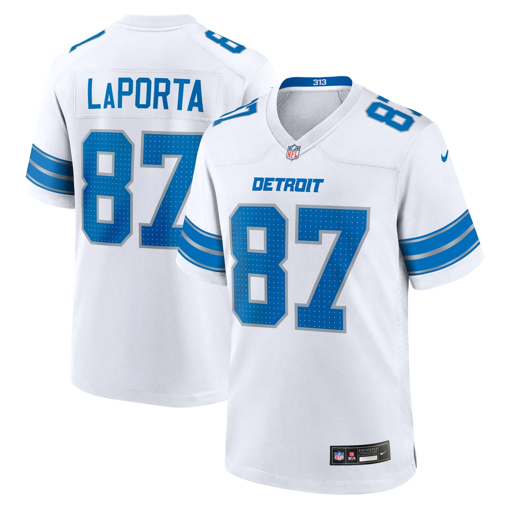 Men's Detroit Lions Sam LaPorta Nike  White White Game Jersey - Image 2