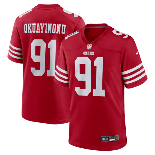 Men's San Francisco 49ers Sam Okuayinonu Nike  Scarlet Team Game Jersey - Image 1