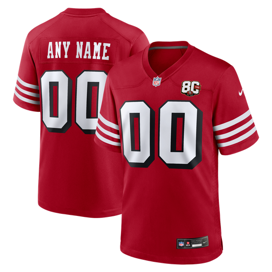 Men's San Francisco 49ers Nike Scarlet 80th Anniversary Alternate Custom Game Jersey - Image 1