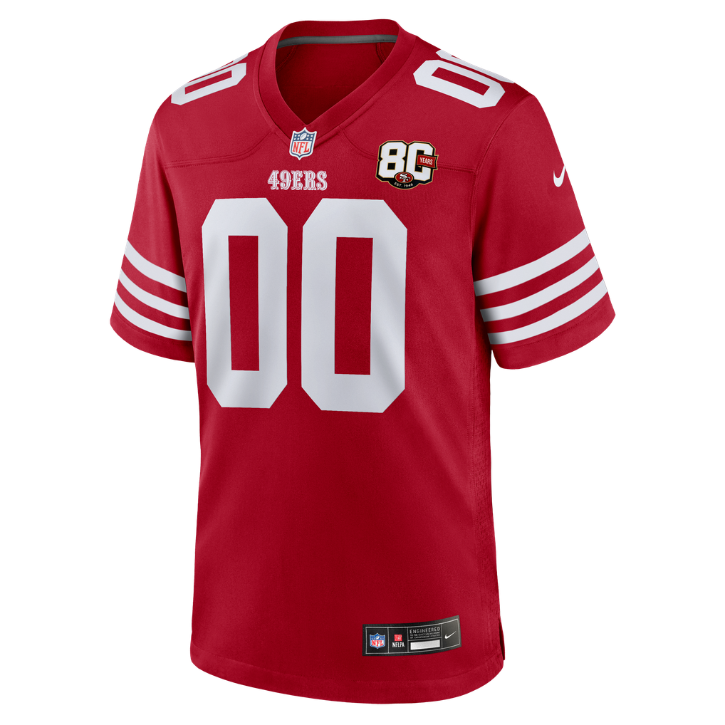Men's San Francisco 49ers Nike Scarlet 80th Anniversary Custom Game Jersey - Image 5
